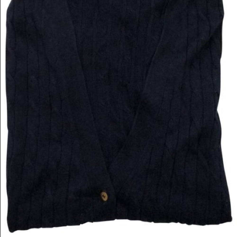 J.Crew Linen Long Cardigan with Brass Buttons Navy Sweater